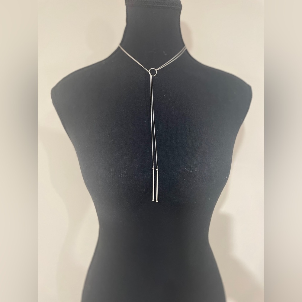 Elegant Silver Lariat Necklace